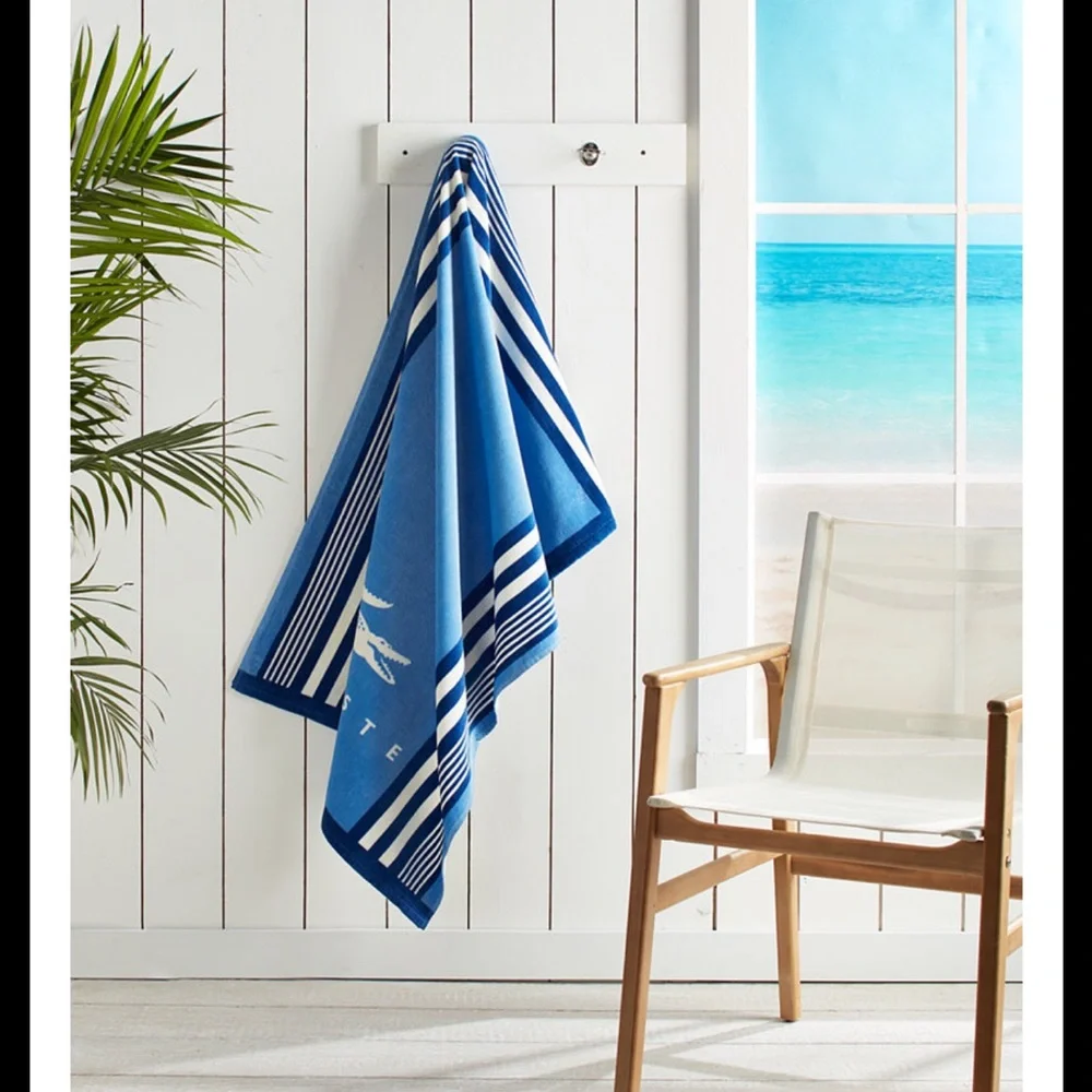 Lacoste BNWT Oki Striped Cotton Beach Towel